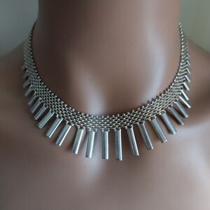 Elegant Sterling Silver Italy Choker Necklace